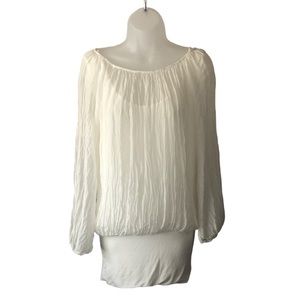 Women's Made in Italy Prontomoda Giusy White Silk Blouson Layered Top. Size M